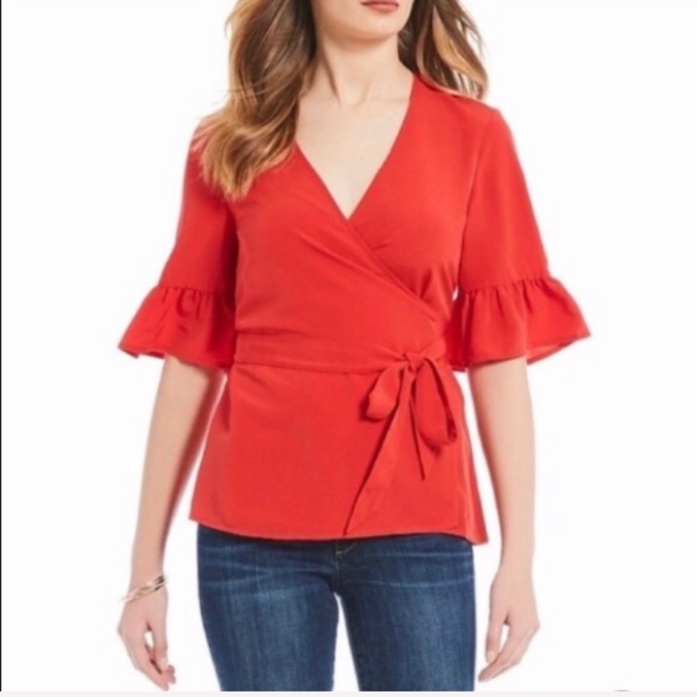 Draper James Red Wrap Blouse